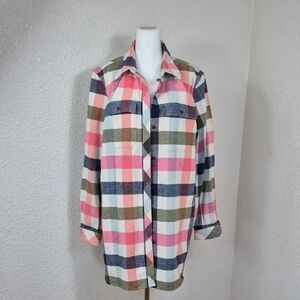 L L Bean Signature Women's Plaid Flannel Shacket Xlg R